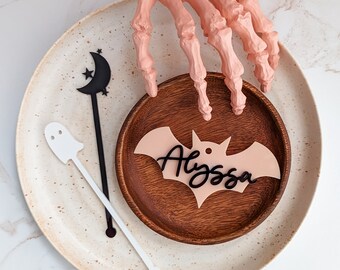 Personalized Halloween Place Card | Halloween Party Décor | Spooky One| Bat, Ghost, Spider, Moon & Star, Pumpkin, Crystal Ball