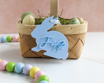 Easter Bunny Basket Tag | Acrylic Easter Bunny | Layered Acrylic Bunny Tag | Blue Easter Bunny Place Card