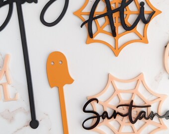 Personalized Halloween Basket Tag | Halloween Party Décor | Spooky One| Bat, Ghost, Spider, Moon & Star, Pumpkin, Crystal Ball