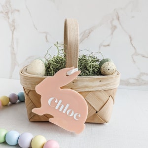 Etichetta per cestino di Pasqua coniglietto / Coniglietto di Pasqua in acrilico / Etichetta per coniglietto in acrilico inciso / Segnaposto coniglietto di Pasqua rosa