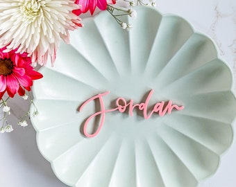 Laser Cut Acrylic Name | Custom Hand Lettered Calligraphy Place Setting Name | Wedding Place Cards | Pink Acrylic Name Cut Out