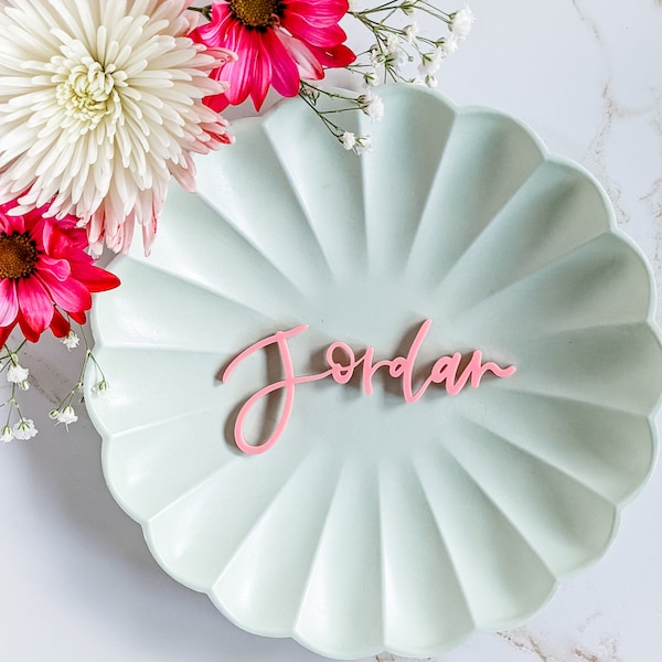 Laser Cut Acrylic Name | Custom Hand Lettered Calligraphy Place Setting Name | Wedding Place Cards | Pink Acrylic Name Cut Out