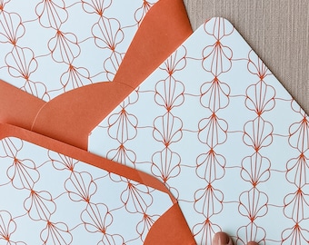 A7 Envelope Liner with Euro flap | Beach Wedding Envelope Liner | Coral Wedding Envelopes | Modern Coral Shell Envelope Liner