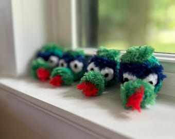 Llavero de peluche con la cabeza de Philly Phanatic - Llavero de crochet hecho a mano - Regalo para fans de los Philadelphia Phillies - Lindo llavero de mascota