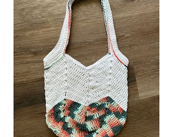 Chevron Market Bag Crochet PATTERN - Summer Tote Tutorial - Handmade Beach Bag - PDF Download