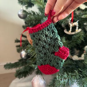 Mini Stocking Ornament - Crochet Gift Card Holder - Christmas Money Holder