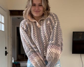Granny Pullover Crochet Pattern PDF - Crochet Sweater Pattern - Crochet Hexagon Cardigan - Beginner Friendly Crochet Pattern