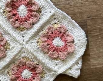 Handmade Crochet Floral Halter Crop Top - Boho Summer Festival Fashion - Various Colors