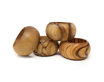 AramediA Olive Wood Handcrafted in The Holy Land by Artisans Napkin Rings - Set of 4 - Ring - (1.5" Inches in Diameter and 1.5" Inches high)