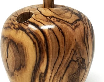 AramediA Olive Wood Handcrafted in The Holy Land by Artisans Apple Shaped Toothpick Holder.-(6 X 6 X 8 cm)