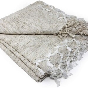 Lightweight Cotton Beige Fouta Towel for Bath, Throw, Beach, Pool, Spa, Gym, Blanket or Shawl, Super Water Absorbing and Quick Dry