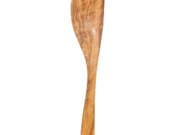 AramediA Wooden Cooking Utensil Olive Wood Curved Spatula - Handmade and Hand Carved By Artisans (12" x 2.5" x 0.3")