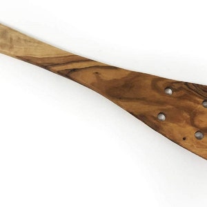 AramediA Handmade Olive Wood Pierced Spatula Decorative And Cooking Utensil Handmade and Hand carved By Artisans- 12 x 2.5 x 0.3 (Inches)
