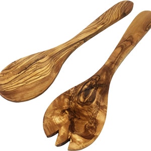 AramediA Handmade Wood Spoons Cooking & Serving Utensil - Set of 2 Pieces -Handmade and Hand Carved By Artisans- Approximately 12 inches