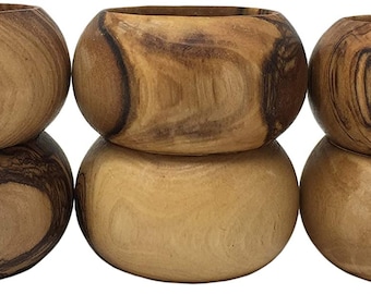 AramediA Olive Wood Handcrafted in The Holy Land by Artisans Napkin Rings - Set of 6 - Ring - (1.5" Inches in Diameter and 1.5" Inches high)