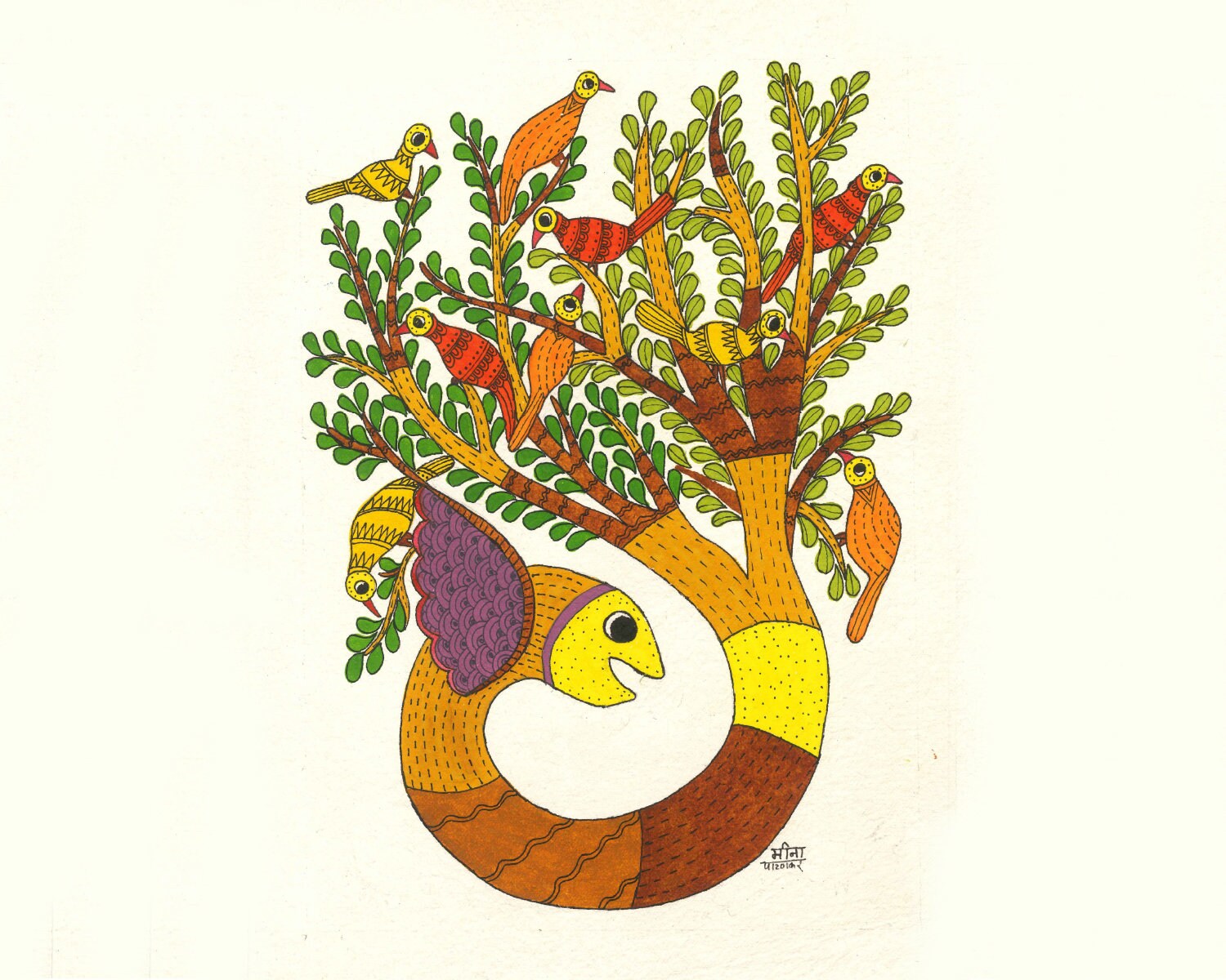 Original Gond Art Painting. Original Water Colour Painting. - Etsy