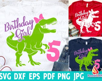 Dinosaurier-Geburtstagskind-Svg, fünf Rex-Svg, 5. Geburtstag fünfter Rex-Geburtstags-Schnitt-Dateien-Dxf Eps Sublimations-T-Rex Geburtstagskind-Shirt-Design