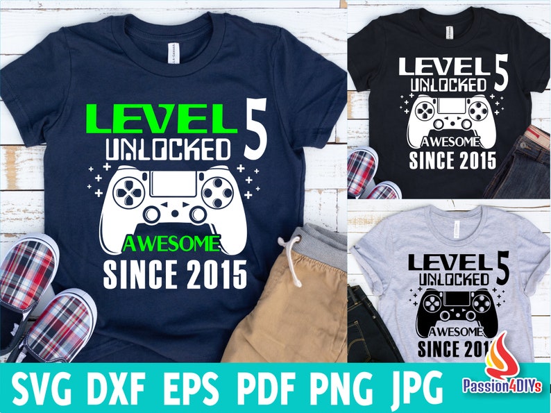 Download Level 5 Unlocked svg / 5th Birthday Boy Gamer / 5 years ...