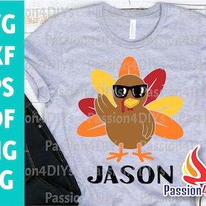 Cool Turkey Svg, Thanksgiving Svg, Cool Turkey Svg, Boys Monogram Svg Eps Dxf, Turkey shirt Design, Coolest Turkey Clipart Silhouette Cricut