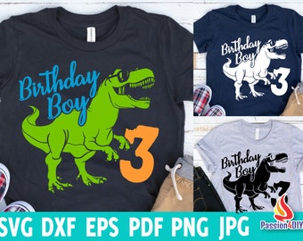Dinosaur Birthday Boy Svg, Kids Three Rex Svg, Rawr I am 3 T-rex Shirt, Third Birthday Saurus Svg, Eps Png Pdf Cricut, Silhouette Cut files