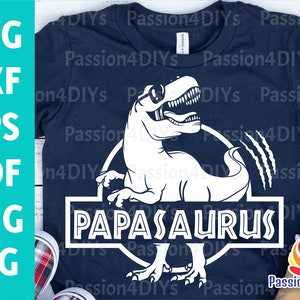 パパサウルス SVG、恐竜パパ SVG、T-Rex 恐竜 SVG Dxf Eps PNG、恐竜クリップアート、お父さんシャツデザイン、パパライフカットファイルシルエット Cricut