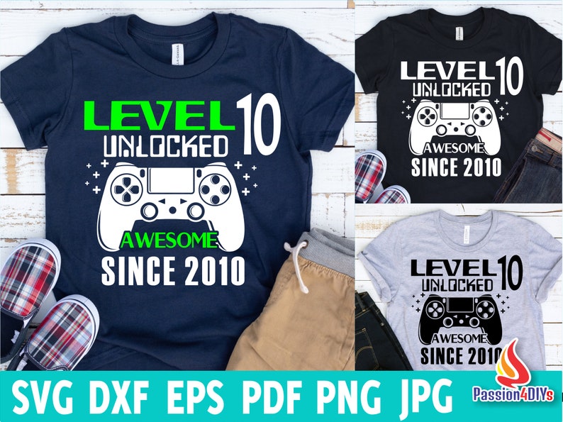Download Level 10 Unlocked svg / 10th Birthday Boy Gamer / 10 years ...