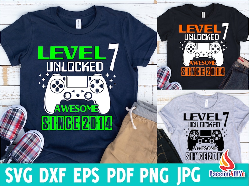 Download Level 7 Unlocked svg / 7th Birthday Boy Gamer / 7 years ...