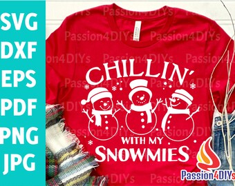 Relajándome con mis muñecos de nieve Svg, Svg de Navidad para niños, Camisa de invierno para niño, Svg de muñeco de nieve, Svg de vacaciones para niño, Archivos Svg lindos de nieve para Cricut, Png, Dxf