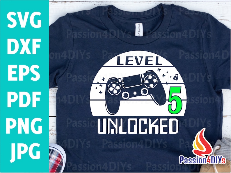 Download Level 5 Unlocked svg 5th Birthday Boy Gamer / 5 years Old | Etsy