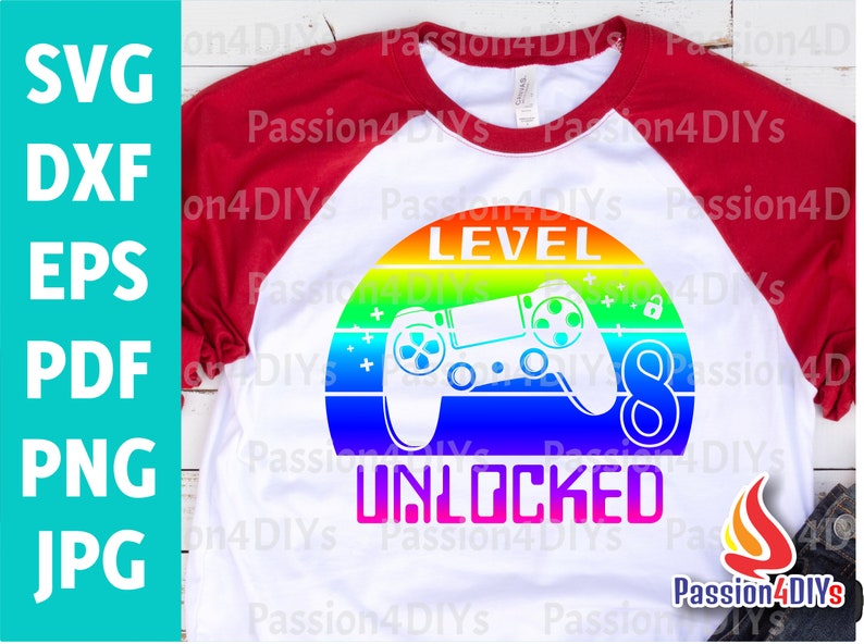 Download Level 8 Unlocked svg 8th Birthday Boy Gamer / 8 years Old ...