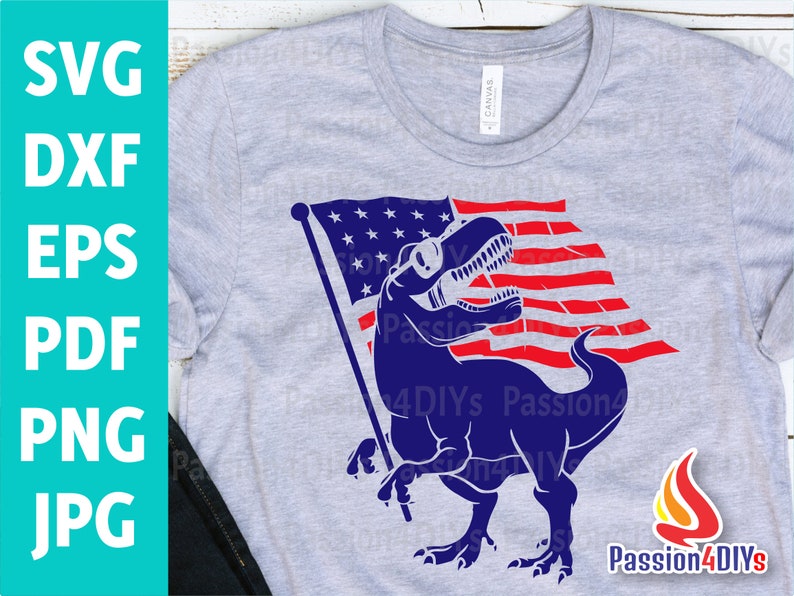 Download 4th of July Svg Patriotic Dinosaur USA T-Rex Red White and ...