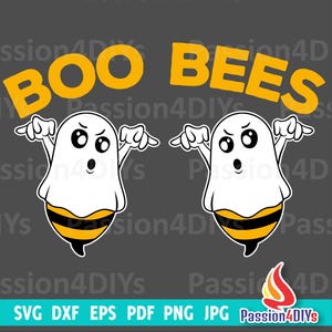 Boo Bees Halloween Brustkrebs svg, Ghost svg, Boo Bees Paare, Halloween-Kostüm Lustiges Geschenk png, Silhouette, Cricut Png, Eps, Dxf, Jpg