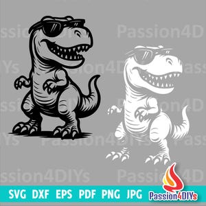 Dinosaur svg, Trex Tyrannosaurus Svg, Dino Dinosaur Sunglasses svg Shirt Design, T-Rex Svg, Glasses Svg, Cricut Silhouette Cut files Png Dxf