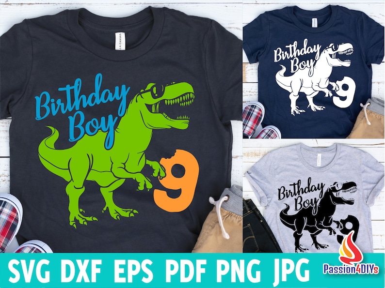 Download Dinosaur Birthday Boy Svg Kids Ninth Rex Svg Rawr I am 9 ...