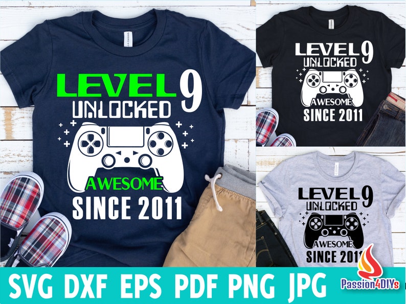 Download Level 9 Unlocked svg / 9th Birthday Boy Gamer / 9 years ...