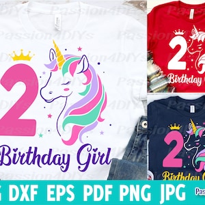 2 Jahre Einhorn Geburtstagskind SVG - 2. Geburtstag Einhorn SVG, 2 Jahre Einhorn Geburtstagskind SVG, Birthday Sublimation SVG Silhouette Cricut