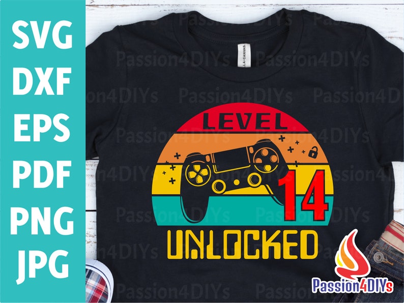 Download Level 14 Unlocked svg 14th Birthday Boy Gamer / 14 years ...