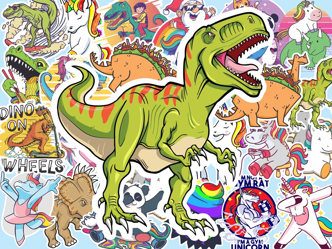 Dinosaur Sticker, T-rex Decal, Vinyl T-rex Sticker Full Color Die Cut ...