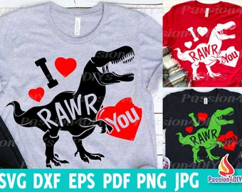 I Rawr You SVG, Kids Valentine’s Day Svg, Rawr Means I Love You in Dinosaur Svg, Png, Eps, Dxf Boy Valentine’s Shirt Svg, Silhouette, Cricut
