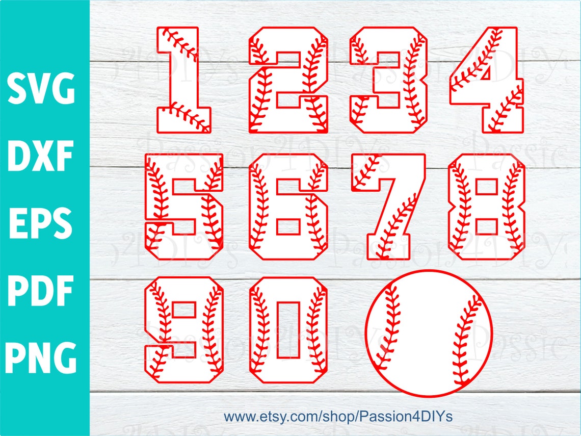 Baseball Numbers Svg Sport Numbers Svg Softball Numbers Svg Etsy