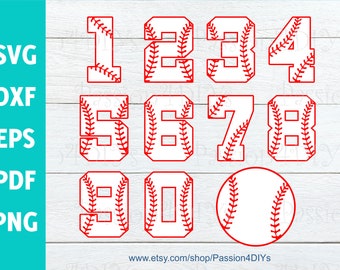 Baseball Numbers svg, Sport numbers svg, Softball Numbers svg Varsity, Laces, Stitches Cut files for Cricut and Silhouette | Png | Svg | Eps