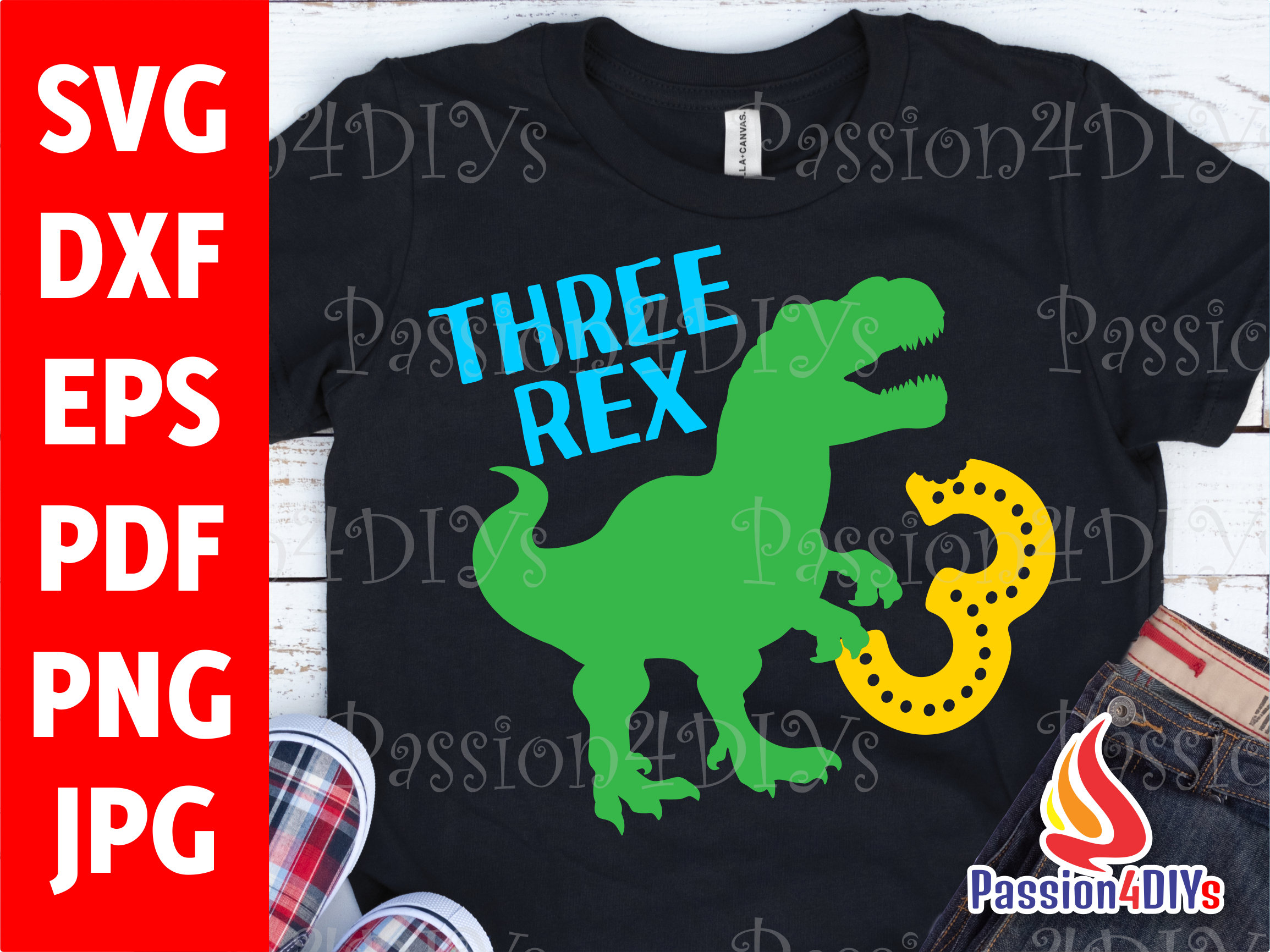 T Rex Birthday SVG  Dinosaur Birthday Svg  3 years old  instant download