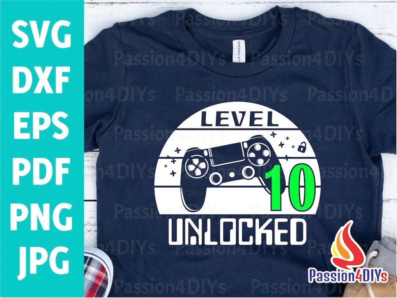 Download Level 10 Unlocked svg 10th Birthday Boy Gamer / 10 years ...