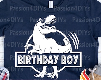 Anniversaire dinosaure garçon Svg, anniversaire dinosaure enfant chemise T-rex Design garçon Svg, anniversaire Saurus Svg, Eps, Png, Pdf Cricut, Silhouette
