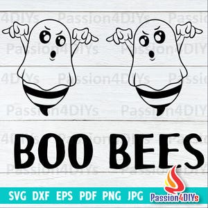 Boo Bees Halloween Breast Cancer svg, Ghost svg, Boo Bees shirt, Halloween Boo Bees T-shirt, Silhouette, Cricut Png, Eps, Dxf