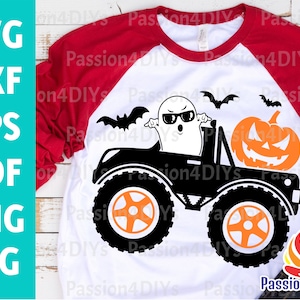 Camión monstruo de calabaza Svg, lindo fantasma Svg, diseño de camiseta de Halloween Pumpkin Smasher para niños, DXF, EPS, PNG, archivo de corte de otoño listo para Cricut, Silhouette
