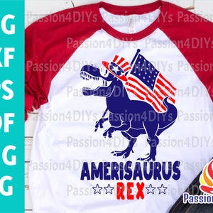 Ameri Saurus Svg, Patriotic Dinosaur USA T-Rex, 4th of July Svg, Red White and Rawr Svg, Dino American Independence USA Flag Cut Files