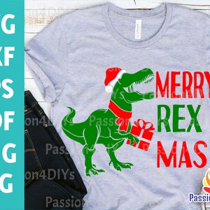 Feliz Navidad Svg, Papá Noel Dino Svg, Dinosaurio Navideño Svg, Dxf, Eps, Png, Archivo De Corte De T-Rex De Vacaciones, Camiseta Divertida Para Niños Svg, Silueta, Cricut