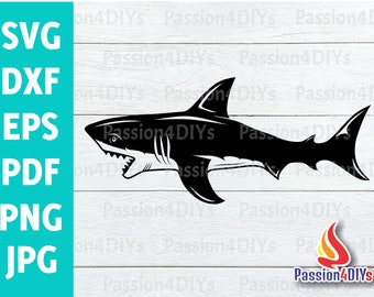 Shark Svg, Shark Silhouette Svg, Great White Shark Hammerhead Cut File, Shark T-shirt design Instant Download Cricut, Png, Eps, Dxf,