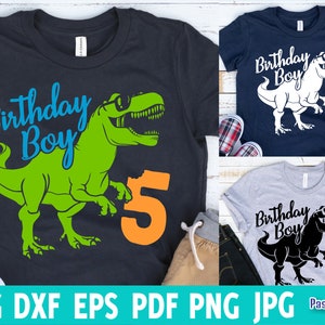 Dinosaurier-Geburtstags-Junge-Svg, Kinderfünf Rex-Svg, Rawr ich bin 5 T-Rex-Shirt, fünfter Geburtstags-Saurus-Svg, Eps Png Pdf Cricut, Silhouette Cut-Dateien